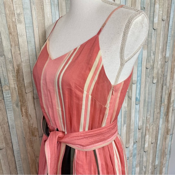 Apiece Apart 2 Pink Striped Linen Marjana Tiered Flounce Midi Maxi Dress $495 - Picture 5 of 12